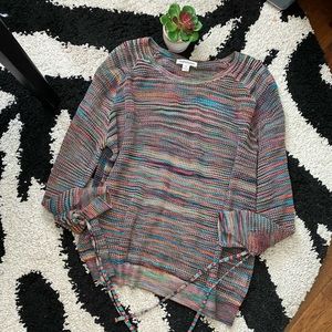 Rainbow Lightweight Open-Weave Sweater XL